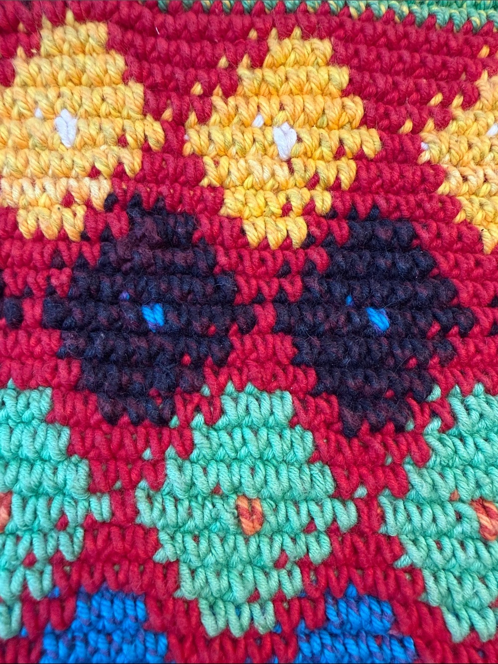 Large Handmade Multicolor Crochet Crossbody Bag - Picture 2 of 10